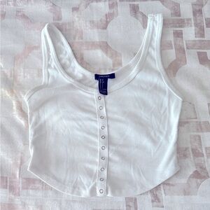 White ribbed cropped tank